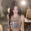Summer letter printing niche pattern new women's short navel vest