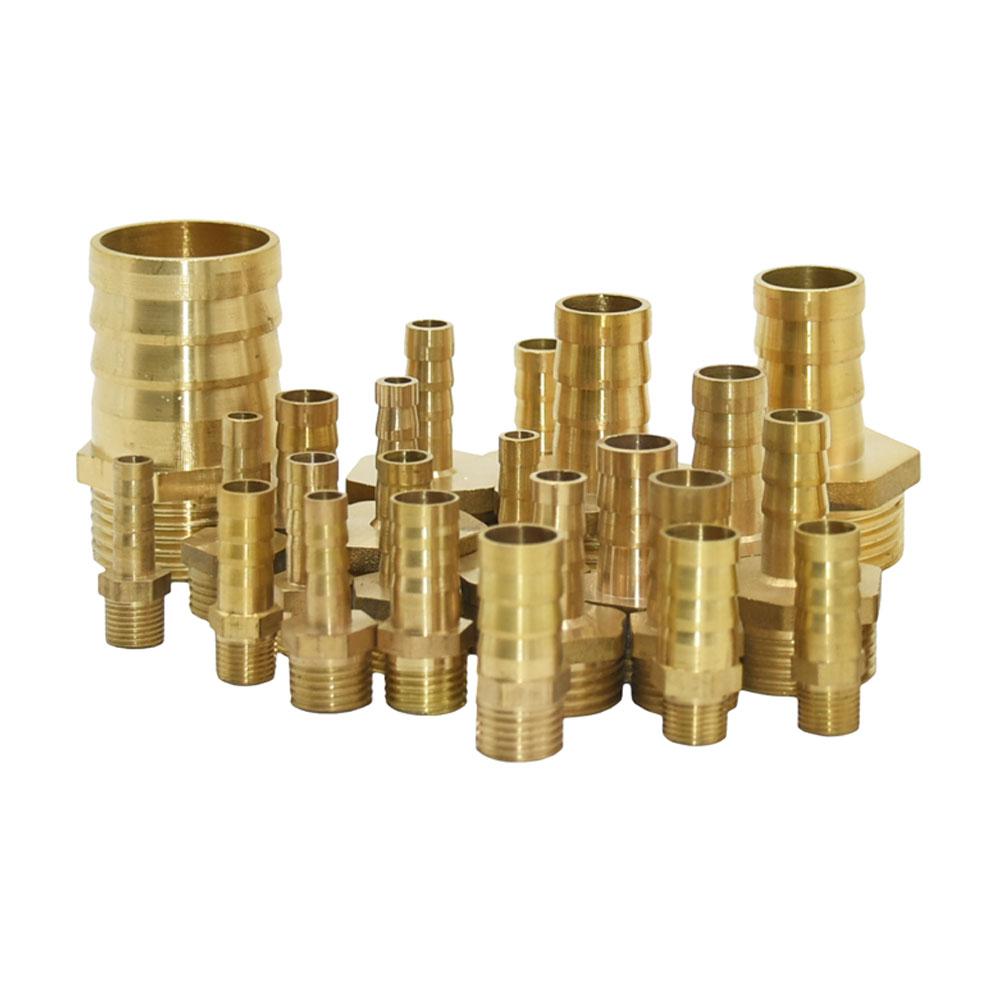 Brass 1/8 1/4 1/2 3/8 3/4 1" Male Thread To 4/6/8/10/12/16/20/25/32mm Hose Barb Connector Copper Pipe Fitting Coupler