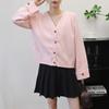 Autumn and Winter New V-neck Solid Color Loose Casual Versatile Knitted Cardigan Simple Lazy Wind Sweater Jacket Women