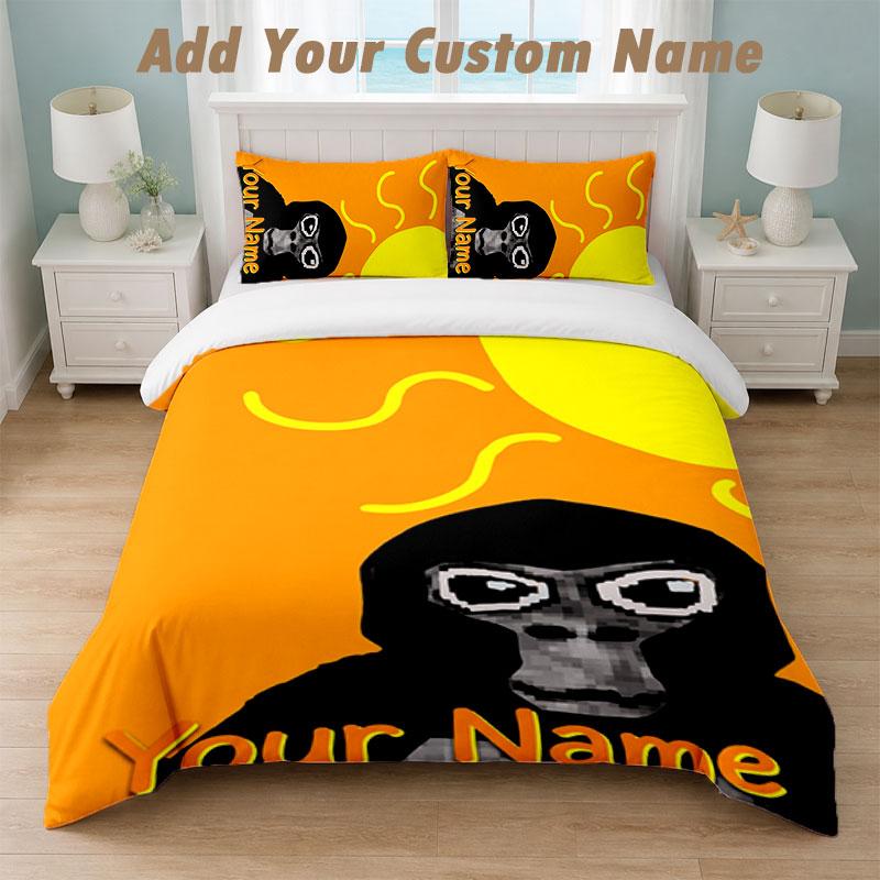 Bedding Set 1 Duvet Cover 2 Pillowcases Gorilla Tag Cartoon Print Soft Bed Linen Bedroom Decor