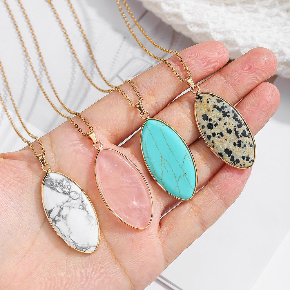 Natural Crystal Pendant, Pink Crystal, Turquoise Necklace, Minimalist Collarbone Chain, Bohemian Jewelry