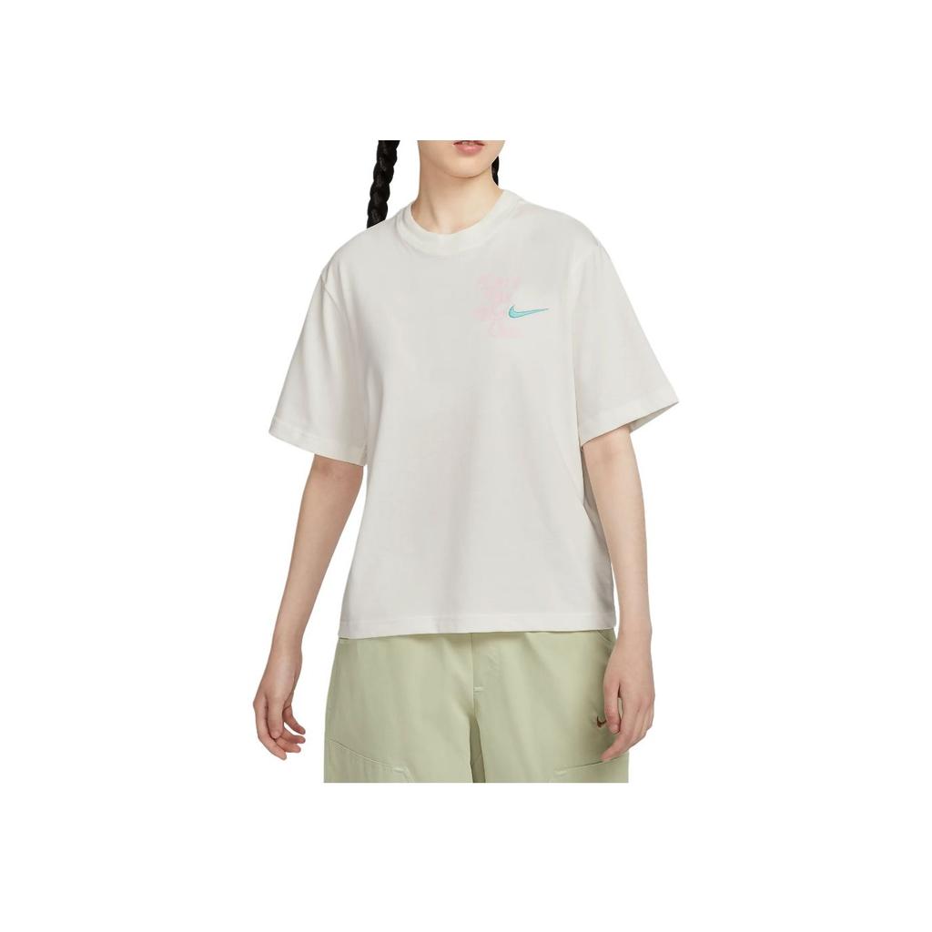 Nike Sportbekleidung Rundhals Baumwolle Lässig Bequem Vielseitig Kurzarm Atmungsaktiv T-Shirt Damen T-Shirt Segelweiß HM4581133