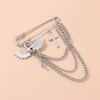 Love Lock Wing Brooch, Personalized Fashionable Chain Cross Pin Pendant