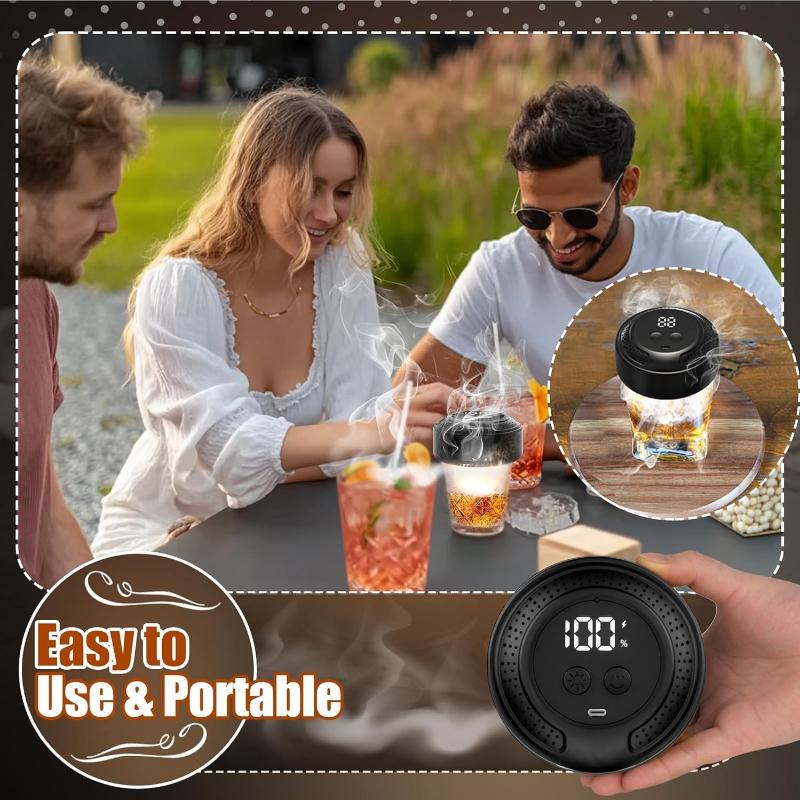 Electric Whiskey Smoker Kit With Light Modes, No Butane Needed, Rechargeable Cocktail Smoker Kit with LED Display & 6 Wood Chips, Old Fashioned Smoker
