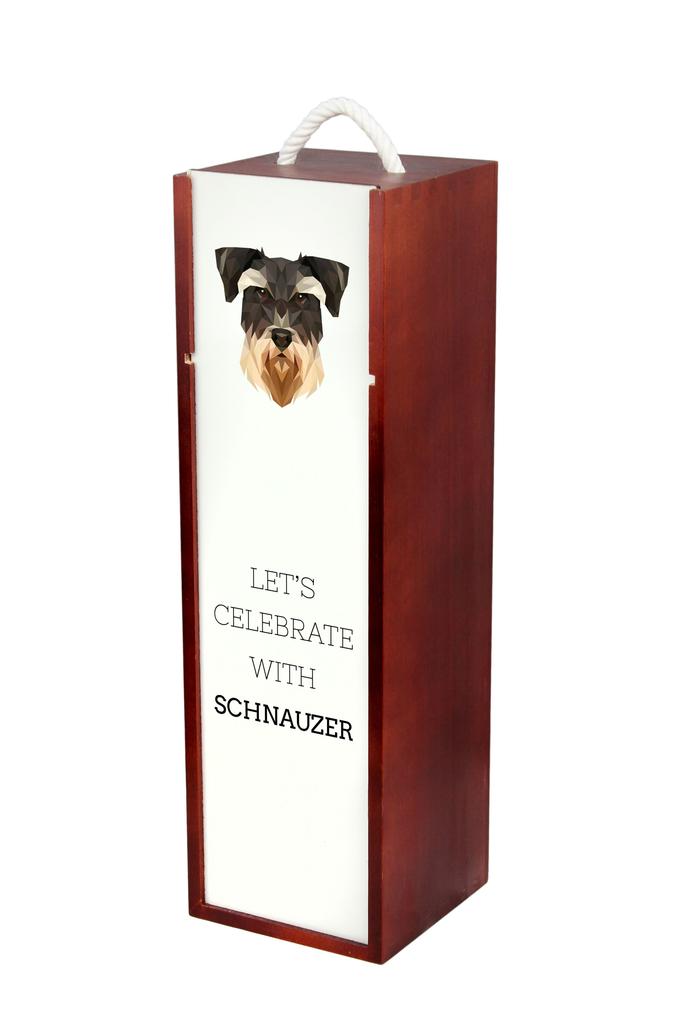 Sznaucer, Schnauzer - Geometryczne Pudełko Ze Zdjęciem I Napisem Na Wino Marki Art-Dog