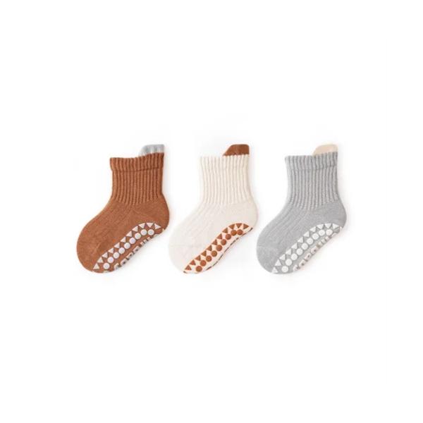 

3Pairs/lot Baby Socks For Girls Boys Spring Newborn Girl Boy Toddler Short Floor Children s Socks Anti-slip 0-5Years S коричневый