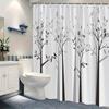 1Pc Shower Curtain With Sparse Leafless Trees And Birds, Polyester Fabric, Machine Washable, Suitable For Bathroom Decoration