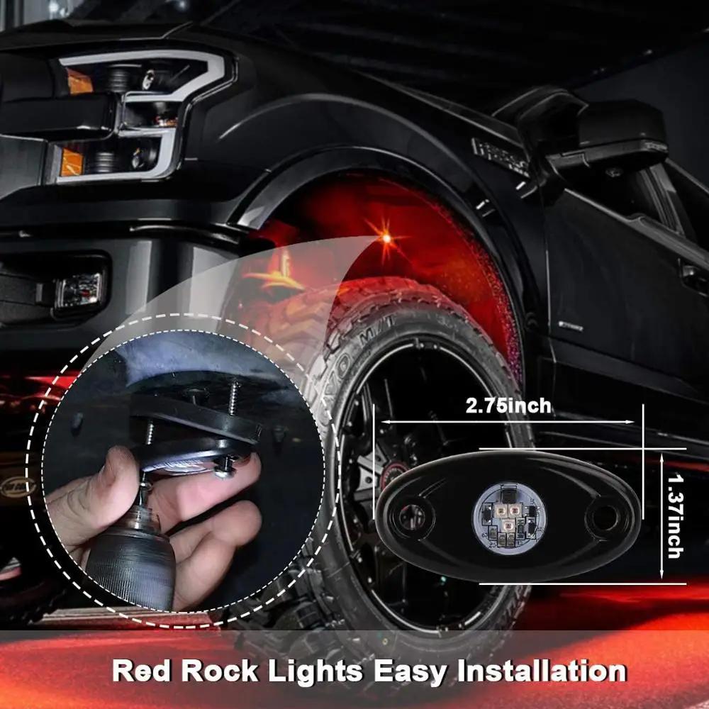 Red Rock Lights 6 Pcs Cars LED Lights for ATV SUV Offroad Car Truck Boat Underbody Glow Trail Rig Lamp Underglow LED Neon Lights