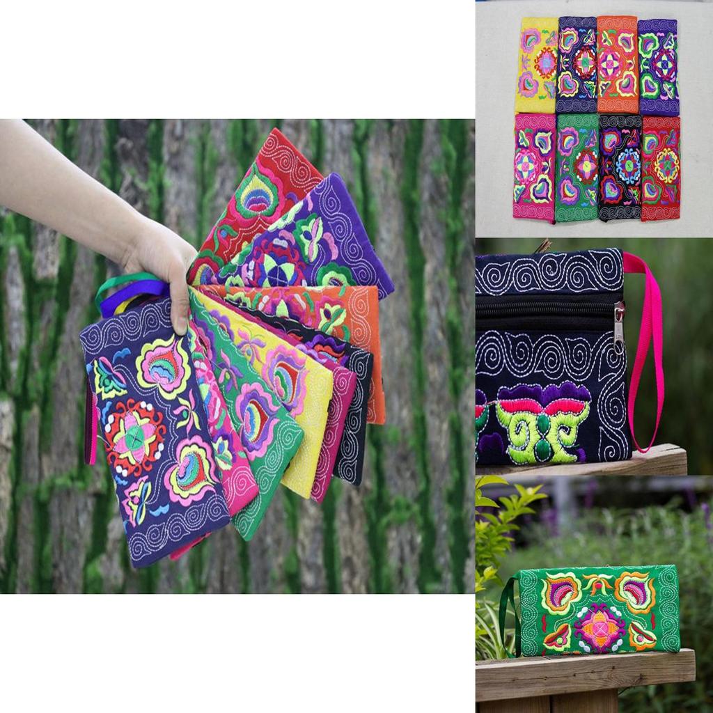 Women Ethnic Handmade Embroidered Wristlet Clutch Bag Vintage Purse Wallet With Elegant Detailing