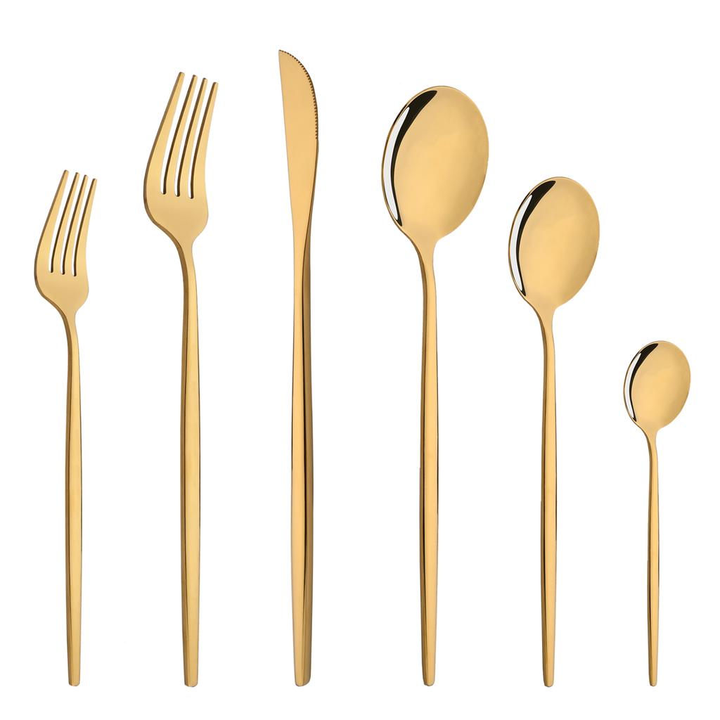 6Pcs Western Purple Dinnerware Cutlery Set Silverware Set Stainless Steel Flatware Knife Dessert Fork Tea Spoon Tableware Set