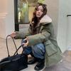 Army green lamb wool cotton-padded clothes women's medium and long winter wind jacket jacket velvet cotton-padded clothes