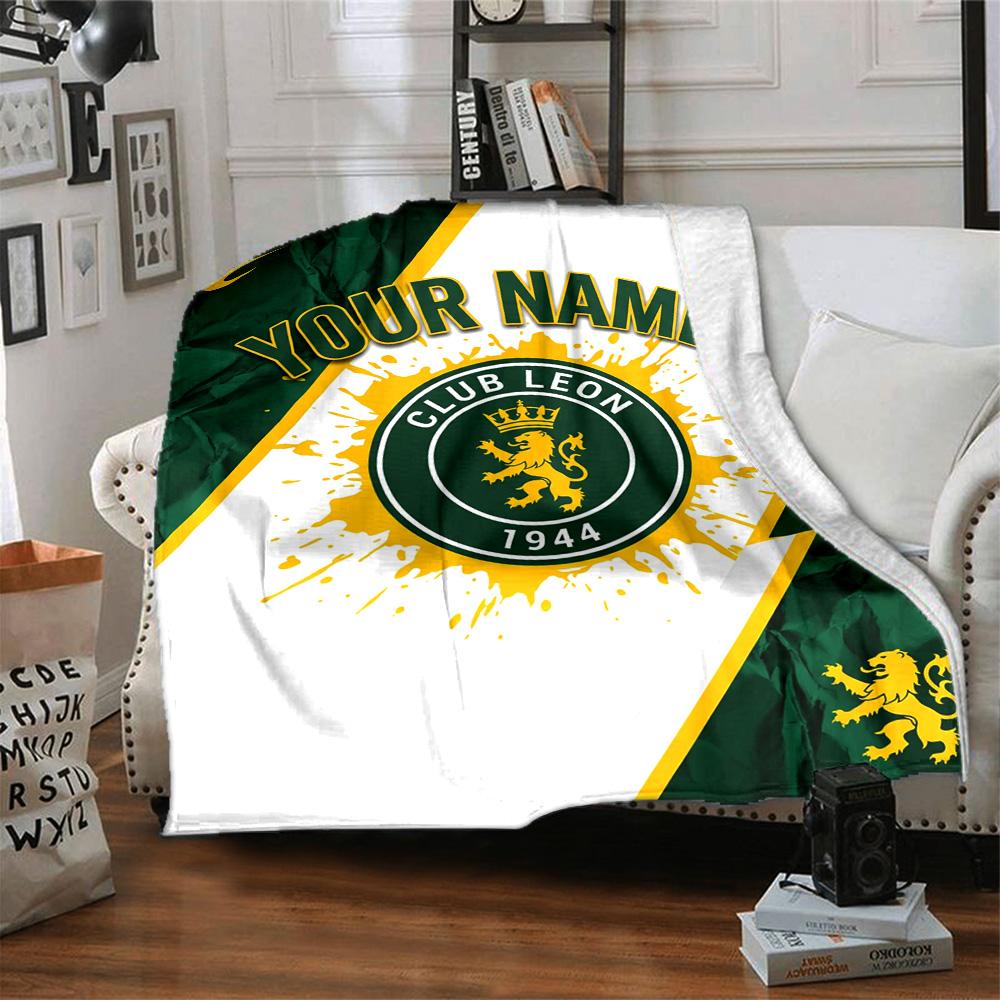 1pc Leon logo Blanket with Custom Name, Gift, for Men and Women, Soft Blanket, Good for Sofa Bed Couch Travel, Lightweight Flannel Blanket