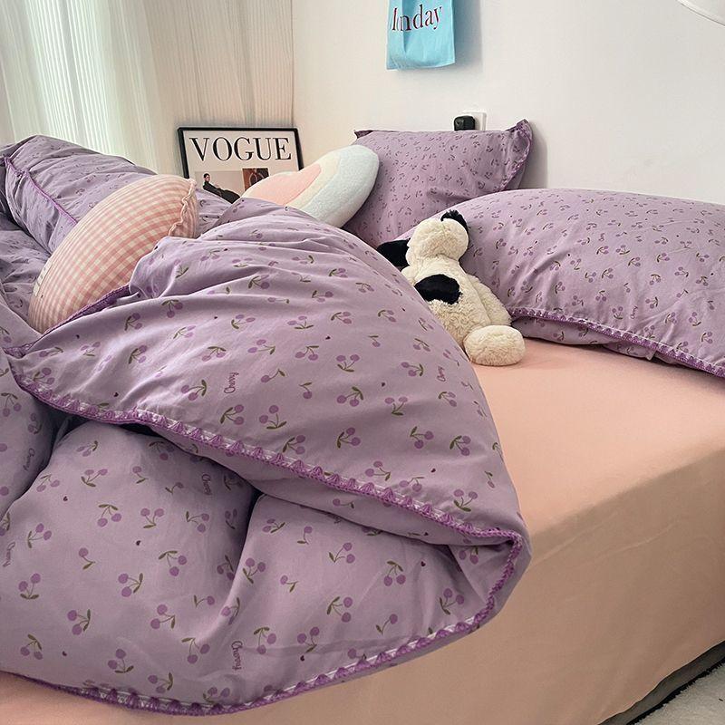 

Комплект постельного белья из двухслойной пряжи INS Girls Mushroom Soft Washed Cotton, простыня Queen King Size, пододеяльник, наволочка, простыня 150x200 3pcs