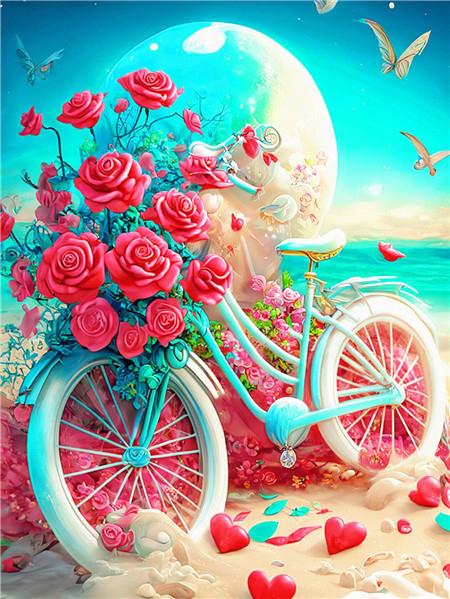 DIY Diamond Mosaic Bicycle Cross Stitch Diamond Painting Flower Love Embroidery Seaside Scenery New Arrival Handicraft