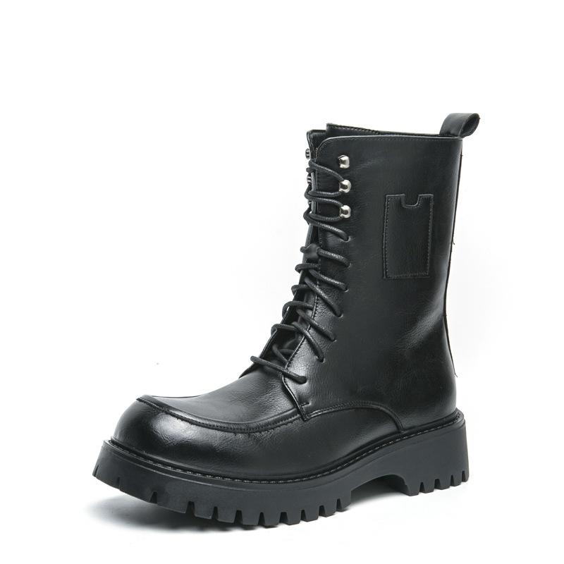 

Martin boots autumn and winter new high boots men s British long tube lace-up high-top leather boots thick-soled heightening locomotive boots 38