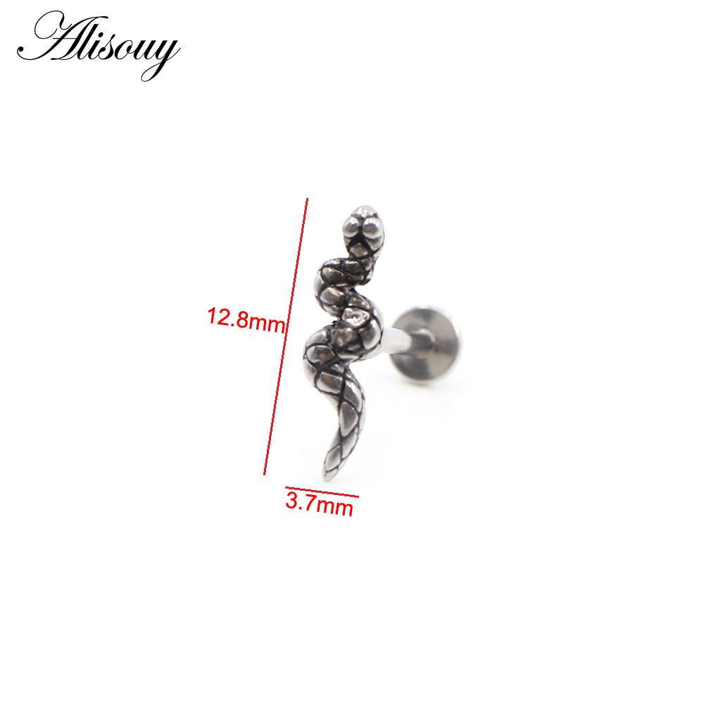 Alisouy 1 Stück Edelstahl Stern Mond Kreuz Schlange Totenkopf Tragus Helix Bar Labret Lippenring Knorpel Ohr Ohrring Piercing Schmuck