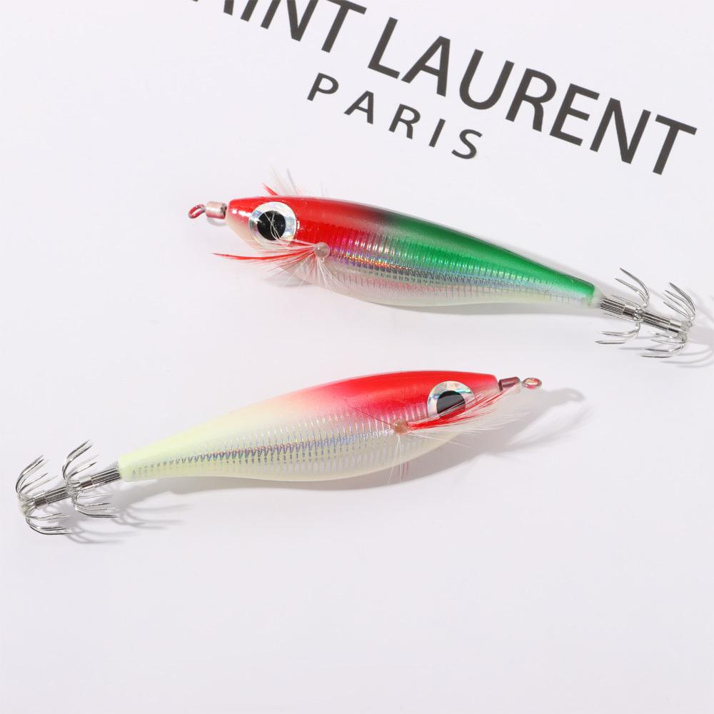 Luminous Copper Sinker Artificial Jigs Squid Hook Fishing Tackle Octopus Bait Wood Shrimp Lures