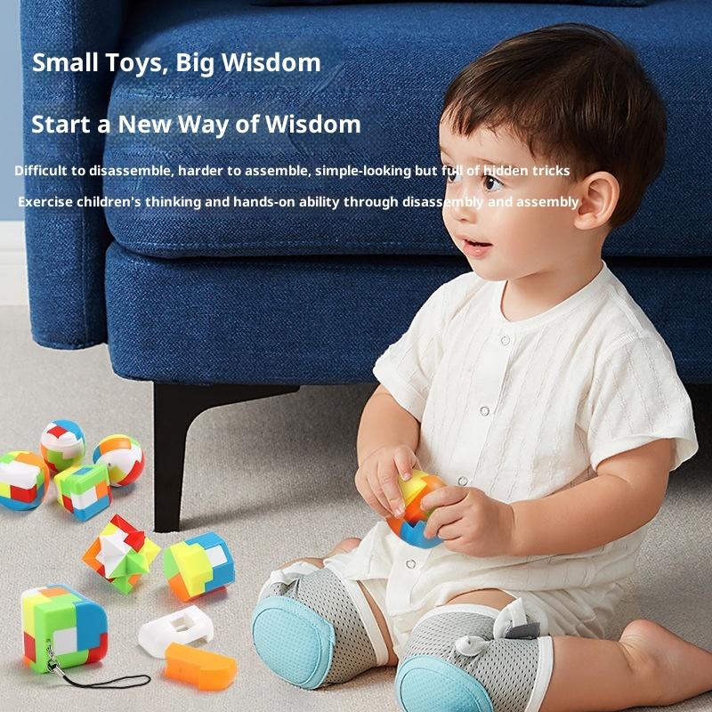 3D Puzzle Luban Lock Keychain Brain Game Rubik's Cube Intelligence Children's Puzzle Toy Adult Stress Resistance Reward Student