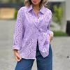 Spring/Autumn Season Pure Color Shirt Collar Loose Embroidery Hollow Large Size Women's Shirt Top