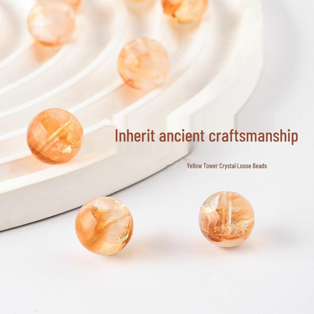 Natural Yellow Citrine Round Loose Beads for DIY Bracelets, Necklaces, and Accessories