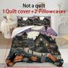 Halloween Three-piece Bedding Set Quilt Cover Pillowcase Brushed Fabric Thickened