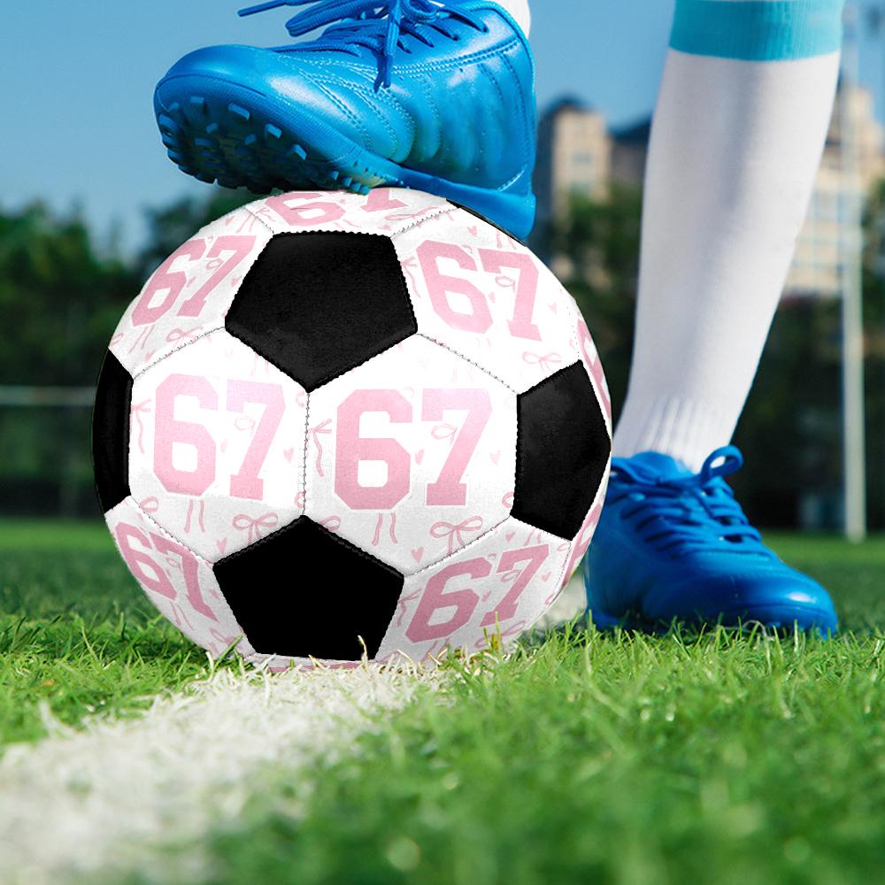 Six and Seventeen Indoor Soccer Ball Colorful Machine Stitched PVC Size 5 Team Training Competition Ready Durable High-Bounce Cool Sports Gift