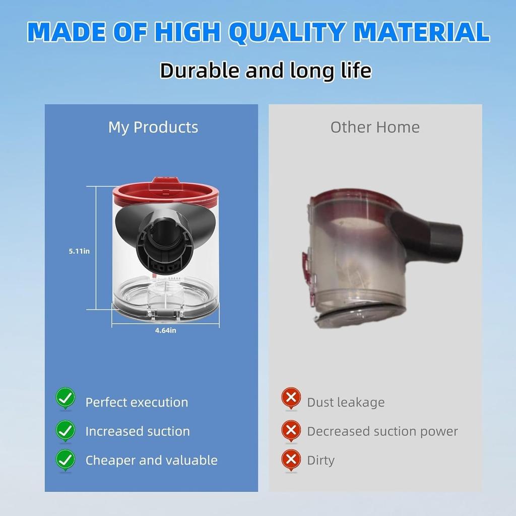 Recipient de praf compatibil cu aspiratorul Dyson V7 V8 SV10 SV11, Înlocuitor recipient de praf pentru Dyson V7 V8, Piesa recipient nr. 967699-01 Aspirator