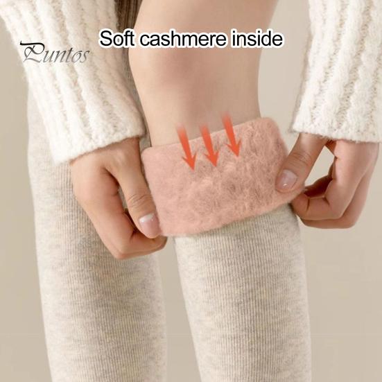 1 Pair Women Winter Socks Tihick Plush Over Knee Socks Anti-slip Solid Color Warm Thickened Stockings Warmth Socks for Various Occasions