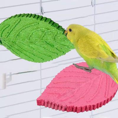 Easy Installation Leaf Shape Parrot Perch Resin Wear-resistant Bird Rest Station Dopamine Non-slip Parrot Standing Pole Aviary