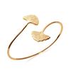 [Q8407] - Open Gold-plated Bracelet 'Ginkgo Biloba' Golden - 58 Mm- 19x10 Mm