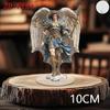 2D Flat Rotatable Acrylic Archangel Michael Statue Blue & Gold Winged Warrior With Sword Shield No Power Needed Holiday Festival Decor