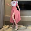 High-Waist Tie-Up Midi Wrap Skirt with Slit - Trendy Summer Vacation Wear