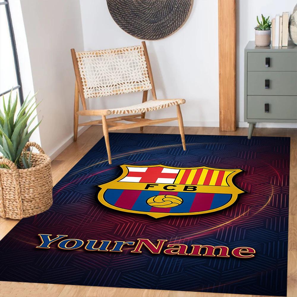 Fc Barcelona Customize Text Floor Rug Office Rug Perfect for Entryway Balcony Study Room Kitchen Antislip Carpet Office Home Decor