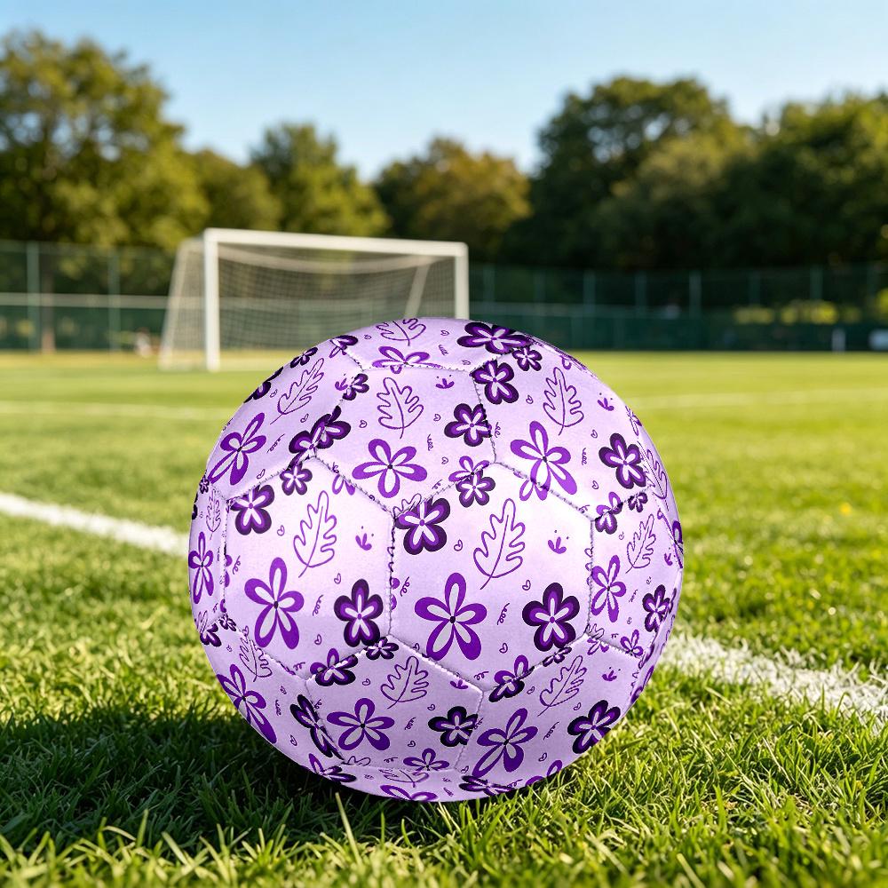 1PC Purple Floral Soccer Ball Size 5 Football Machine Sewn Indoor/Outdoor Universal Football A39