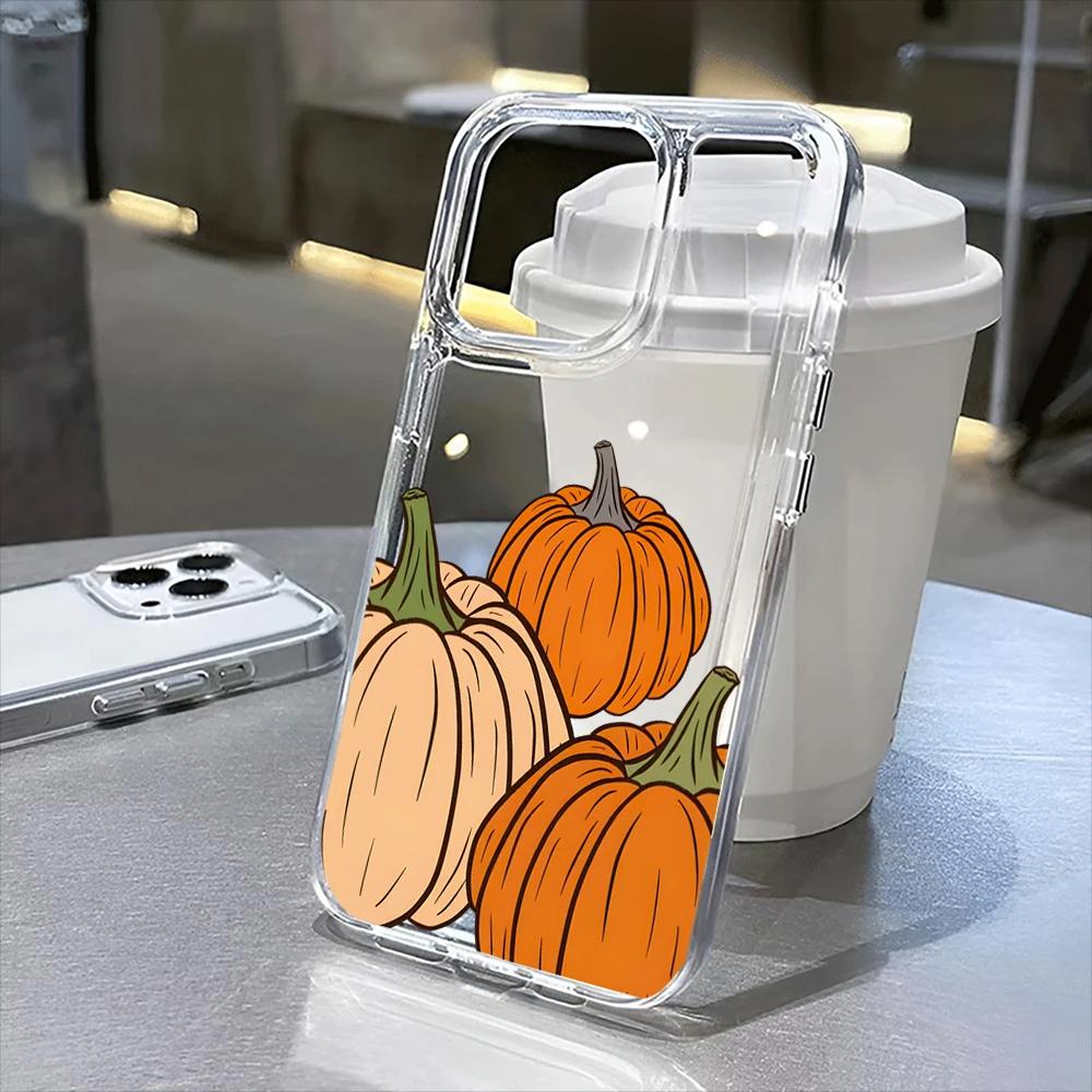 Happy Halloween Pumpkin Clear Phone Case for iPhone16Pro Max 16Pro 16Plus 16E 15 Pro Max 15Pro 15 13 13Pro 14 12 11Pro Max Plus