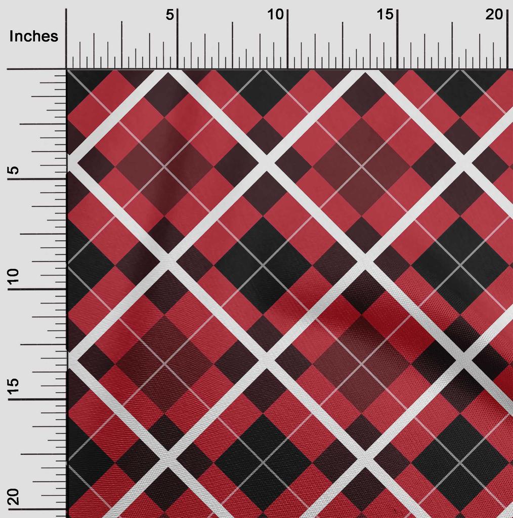 oneOone Cotton Flex Light Brown Fabric Argyle Check Sewing Material Print Fabric By The Yard 40 Inches