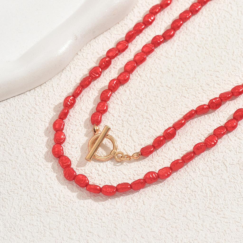 Bohemian jewelry, niche woven rice bead design OT necklace versatile multi-layer collarbone chain