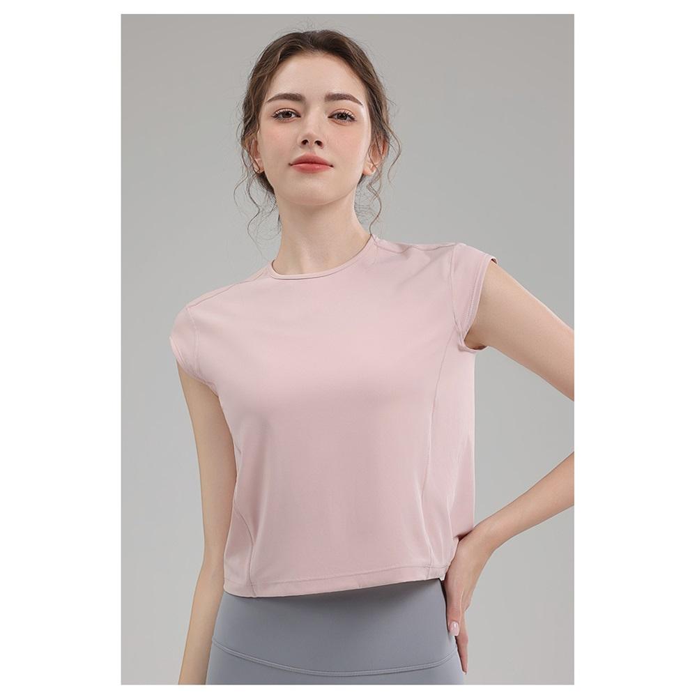 New Yoga Short Sleeved Women's Hollow Back Sports T-shirt With Drawstring, Wrinkle, Breathable Outdoor Sports Running And Fitness Clothing