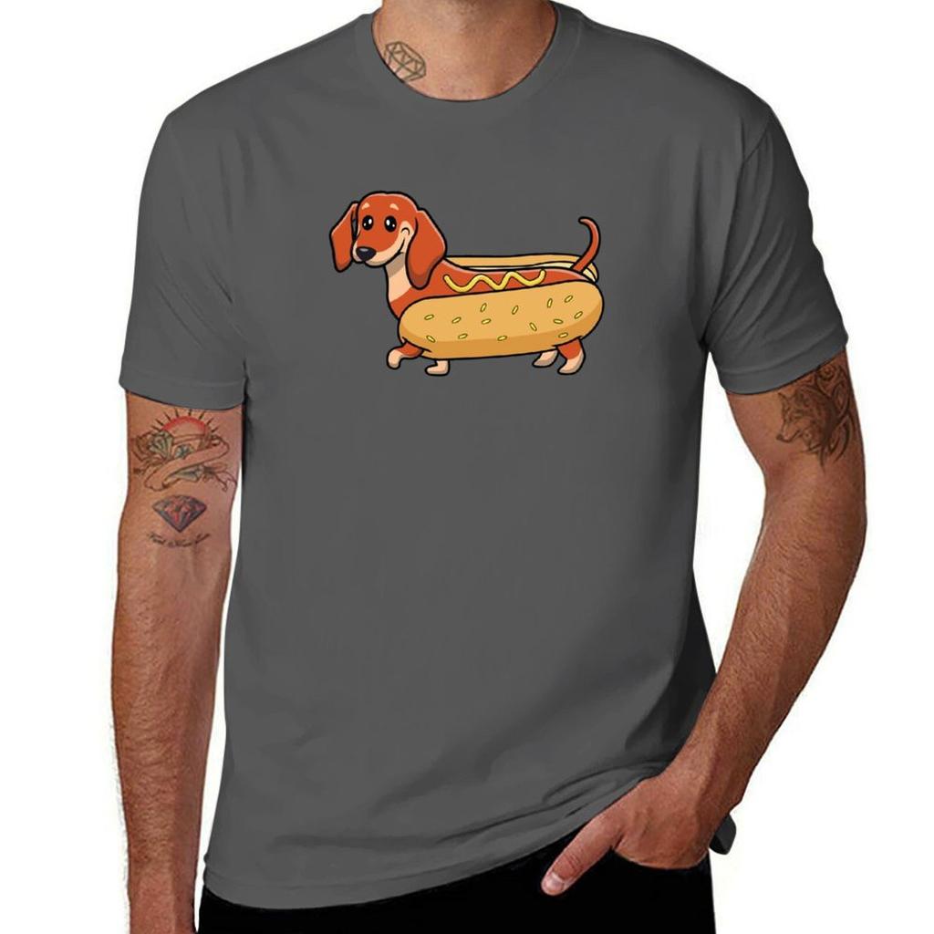 Funny Dachshund Sausage Hot Dog Tshirt Soft Antishrink Cotton Tee