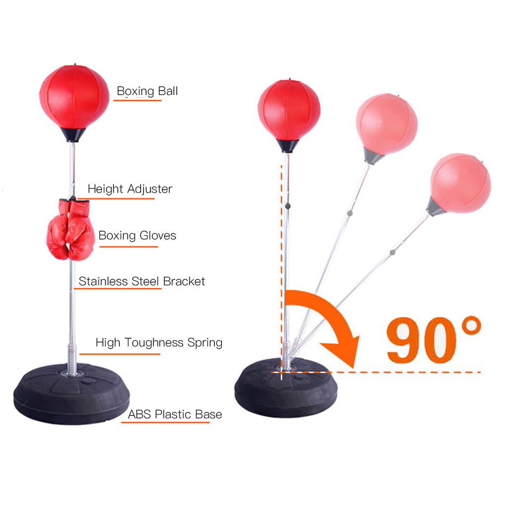 Punching Bag with Stand Gloves Boxing Punching Bag Adjustable Vertical Boxing Ball for Kids Adults Exercise Fitness