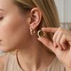 Bohemian White Floral Drop Oil Hoop Earrings for Women Delicate Ear Buckles Casual Daily Wear Elegant Stackable Jewelry Gift