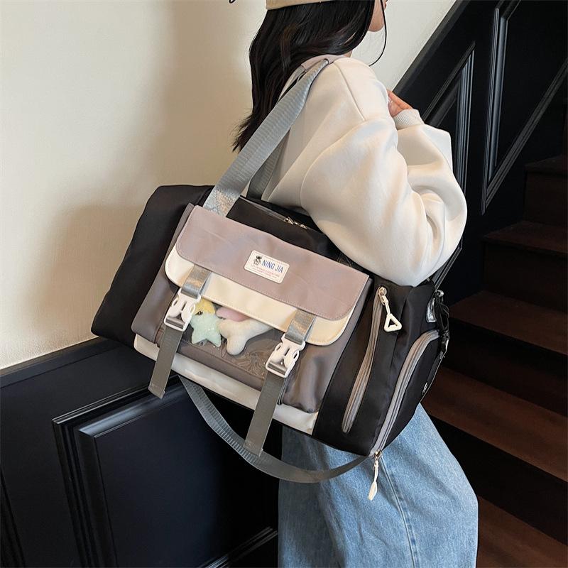 Small Fresh and Sweet Travel Bag Large Capacity Dry and Wet Separation Soft Sister Yoga Fitness Bag Student School Season Duffel Bag
