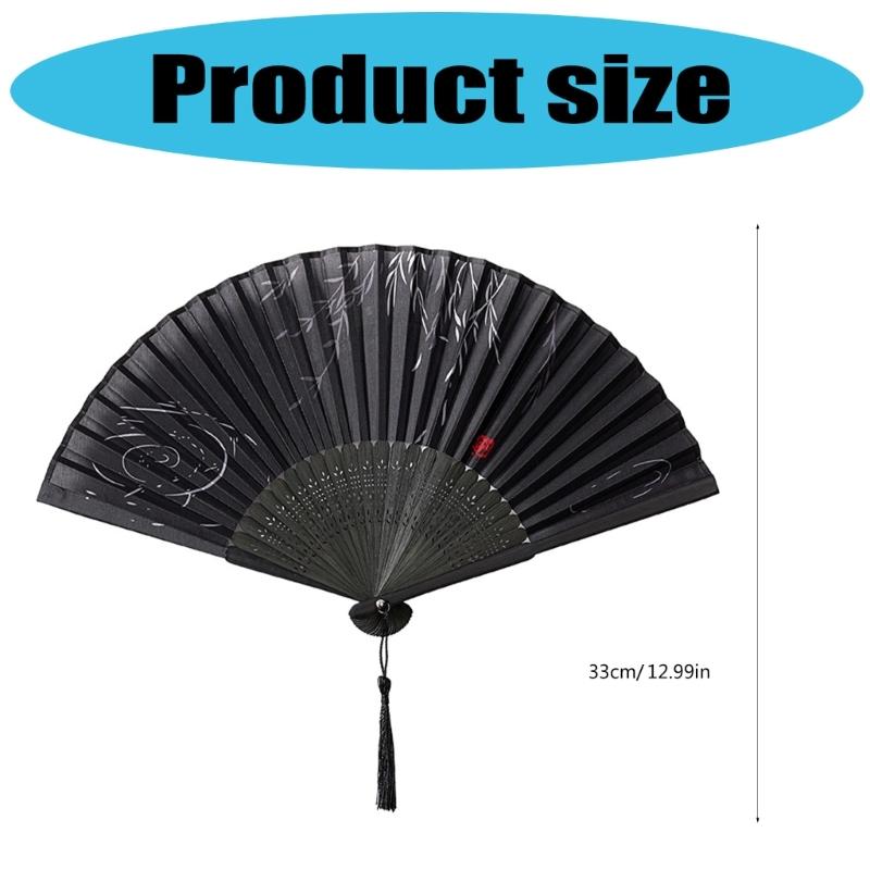 Lightweight Bamboos Folding Hand Fan With Silk Screen And Tassels For Summer Outdoor Cooling Chinese Styles Home Decors
