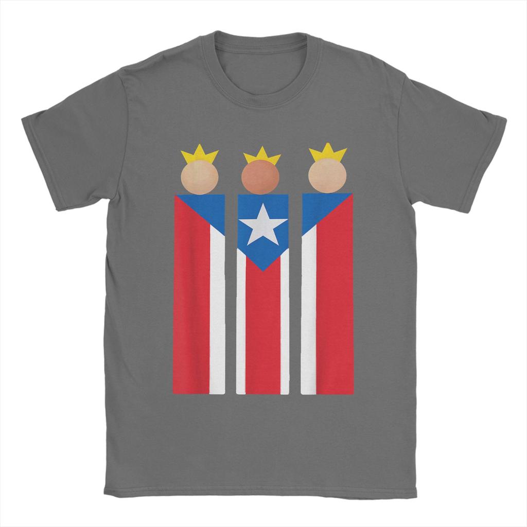 Men Puerto Rican Three Kings Flag Epiphany T Shirts Reyes Magos Clothing Funny Short Sleeve Round Neck Tees Graphic T-Shirt