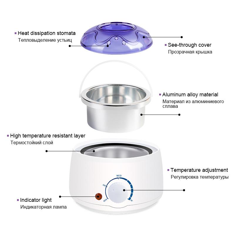 Elektrischer Wachserhitzer Heißwachsmaschine Paraffintopfwärmer Haarentfernung Wachsschmelzmaschine Schnellerhitzer Einfach zu verwendender Wachsschmelztopf