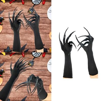 Halloween Party Props Long Nails Gloves for Women Girl Roleplay Party Costume Gloves Theme Party Dressingup Props