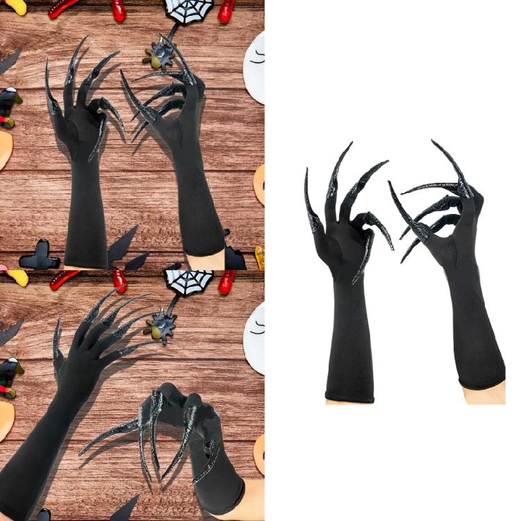 Halloween Kostüm Fingernägel Hexenhandschuhe für Erwachsene Dark Series Lange Nägel Handschuhe Maskeradenhandschuhe Partyzubehör