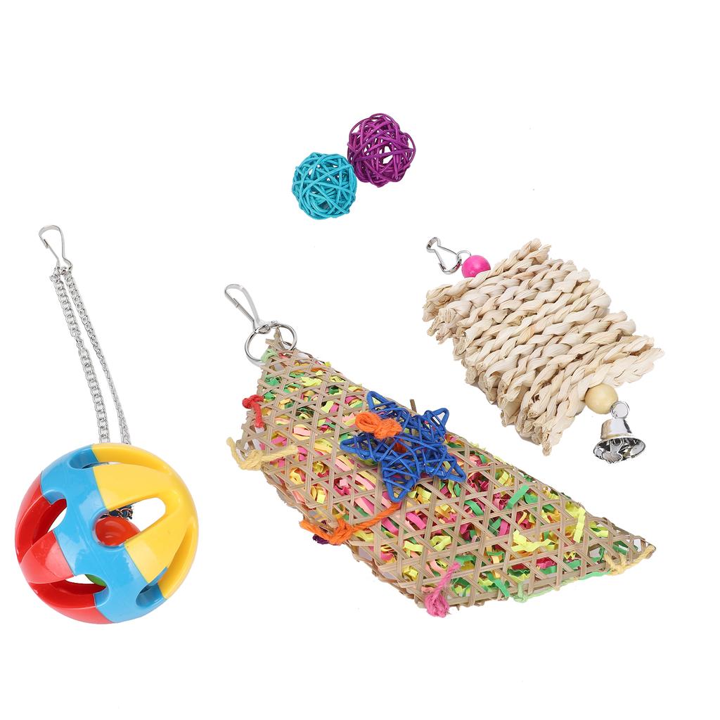 5pcs Foraging Toys Colorful Shred Bell Ball Basket Chewing for Pet Chicken Parrot  Bird