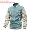 American Retro Stand Collar Bomber Jacket with Two Buttons - Loose Fit Baseball Style
