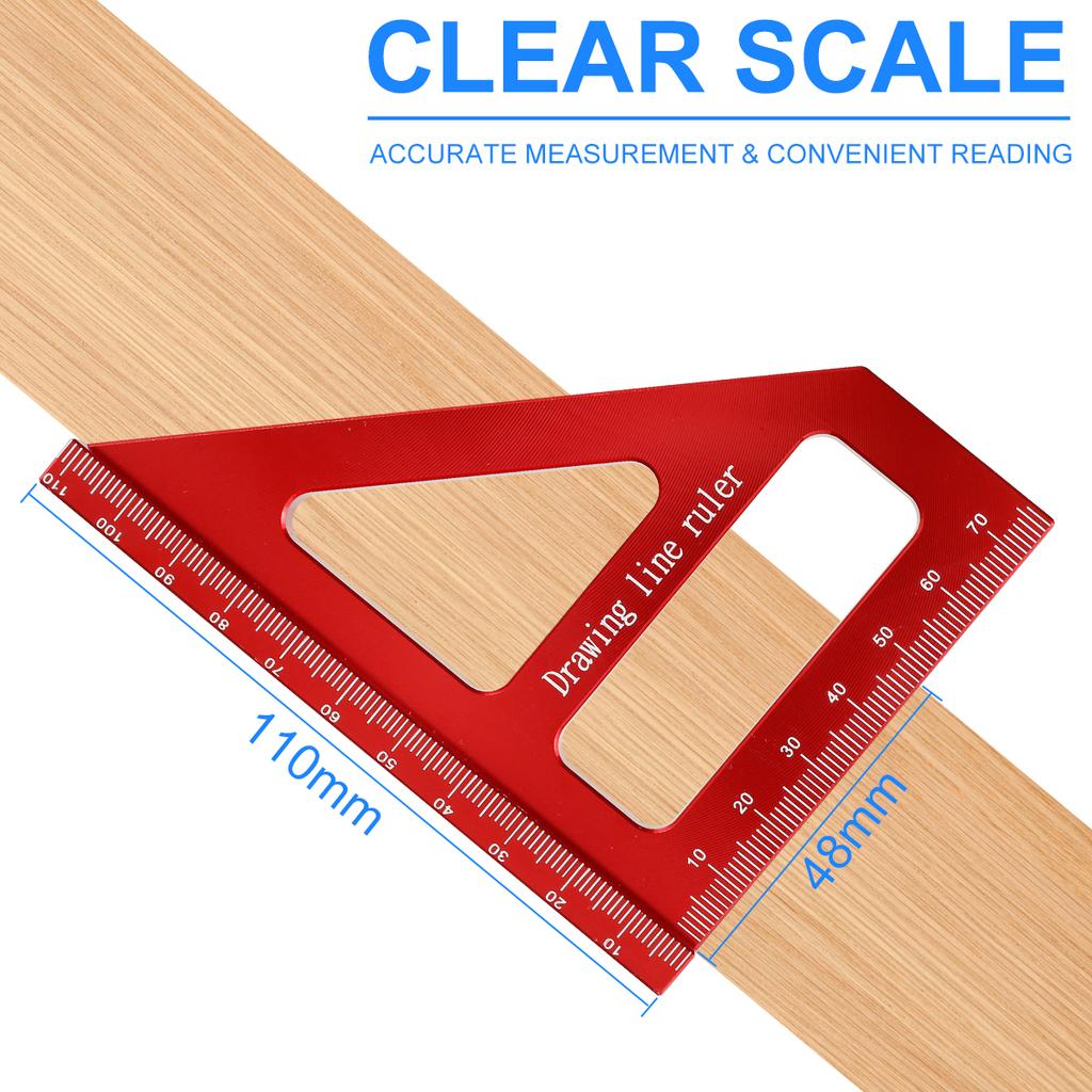Woodworking Square Protractor Precision Miter Set Square 45°/90° Aluminum Alloy Square Protractor Measuring Tool